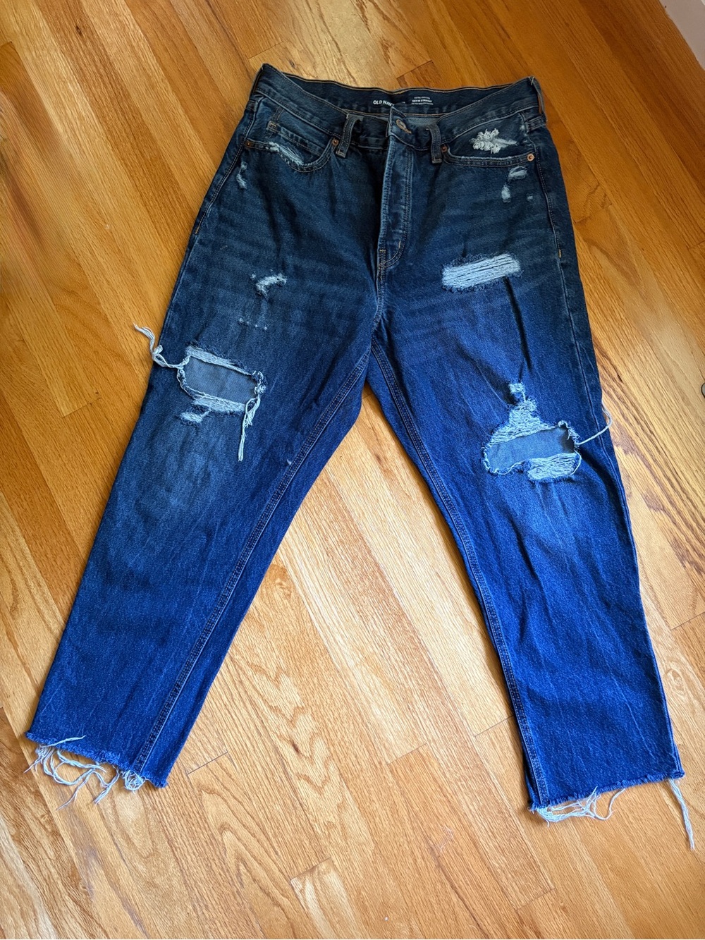 Old Navy Dark Blue Ripped High-Rise Women's Jeans